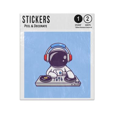 Picture of Cartoon Astronaut Dj Wearing Headphones Spinning Decks Sticker Sheets Twin Pack