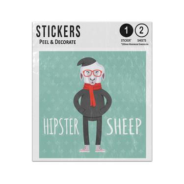 Picture of Cartoon Hipster Sheep Hat Glasses Scarf Hoodie Boots Sticker Sheets Twin Pack