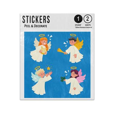 Picture of Christmas Angel Boys Girls Harp Trumpet Star Fig Collection Set Sticker Sheets Twin Pack