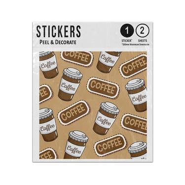 Picture of Coffee Cup Coffee Badge Brown Colour Shades Pattern Sticker Sheets Twin Pack