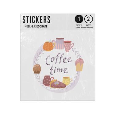 Picture of Coffee Time Lettering Floral Frame With Cups Desserts Sticker Sheets Twin Pack