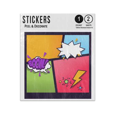 Picture of Comic Book Page Boom Zap Lightning Vignettes Pop Art Style Sticker Sheets Twin Pack
