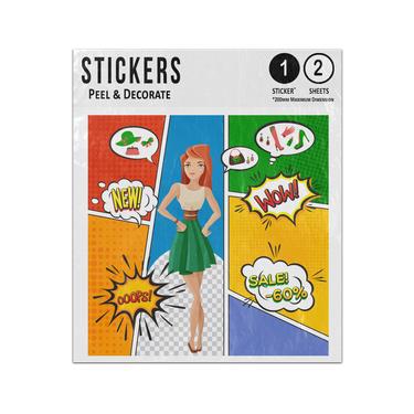 Picture of Comic Book Page Shopping Pretty Woman Sale Emotions Pop Art Sticker Sheets Twin Pack