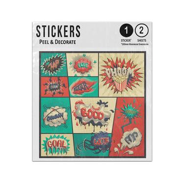 Picture of Comic Strip Speech Bubbles Frame Zap Boom Goal Love Bam Boo Sticker Sheets Twin Pack