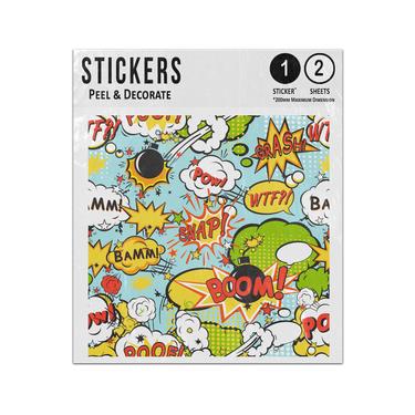 Picture of Comic Words Boom Snap Pow Onomatopoeia Action Words Pop Art Sticker Sheets Twin Pack