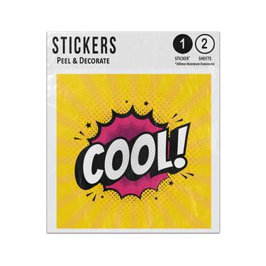 Picture of Cool Word Pop Out From Yellow Rays Background Comic Pop Art Sticker Sheets Twin Pack