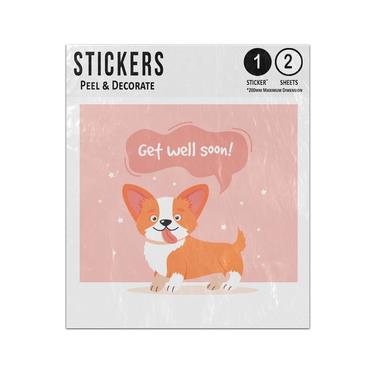 Picture of Corgi Dog Barking Get Well Soon Message Sticker Sheets Twin Pack