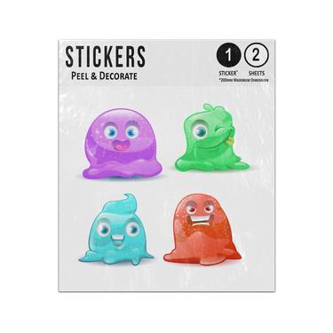 Picture of Cute Jelly Cartoon Characters Purple Green Blue Red Set Sticker Sheets Twin Pack