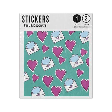 Picture of Cute Purple Hearts Love Letter Pattern Sticker Sheets Twin Pack