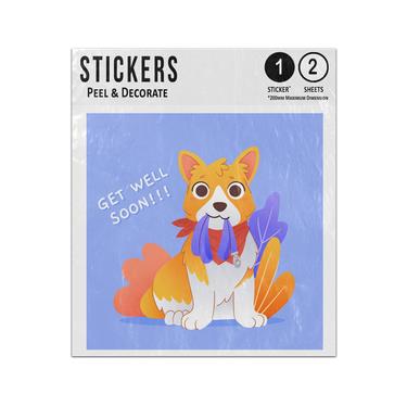 Picture of Dog Lead In Mouth Walks Get Well Soon Message Sticker Sheets Twin Pack
