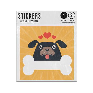 Picture of Dog Loves Bone Hearts Giant White Bone Cartoon Style Sticker Sheets Twin Pack