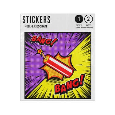 Picture of Dynamite Stick Bang Explosion Purple Yellow Triangle Pop Art Comic Sticker Sheets Twin Pack