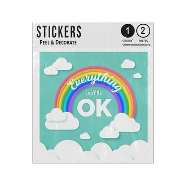 Picture of Everything Will Be Ok Large Rainbow Lots Of Clouds Modern Design Sticker Sheets Twin Pack