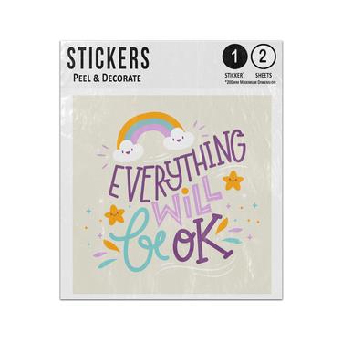 Picture of Everything Will Be Ok Rainbow Clouds With Faces Creative Lettering Sticker Sheets Twin Pack