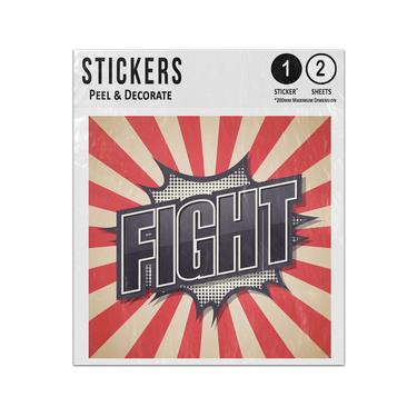 Picture of Fight Comic Poster Creative Lettering Striped Background Sticker Sheets Twin Pack