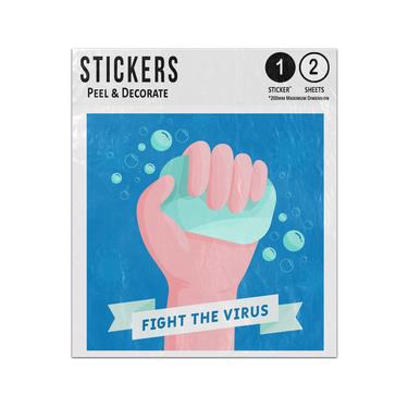 Picture of Fight The Virus Hand Holding Soap Bar Soapy Bubbles Sticker Sheets Twin Pack