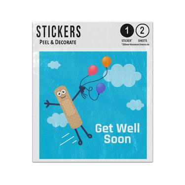 Picture of First Aid Sticky Plaster Flying With Balloons Get Well Soon Message Sticker Sheets Twin Pack