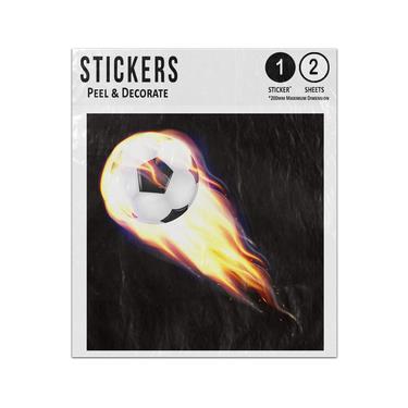 Picture of Football Flying Through The Air With Flames Soccer Ball Fire Sticker Sheets Twin Pack