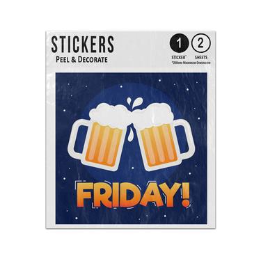 Picture of Friday Clinking Beer Mugs Celebrate Flat Design Sticker Sheets Twin Pack