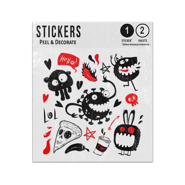 Picture of Funny Doodles With Monsters Set Collection Sticker Sheets Twin Pack