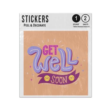Picture of Get Well Soon Banner Smiley Faces Pastel Colours Message Sticker Sheets Twin Pack