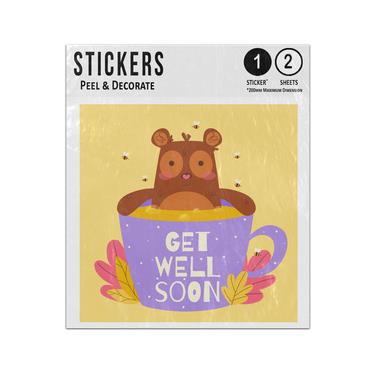 Picture of Get Well Soon Bear In Cup Of Honey Bees Flying Sticker Sheets Twin Pack