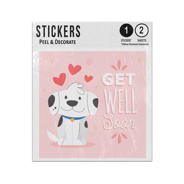 Picture of Get Well Soon Black White Dog Love Hearts Positive Message Sticker Sheets Twin Pack
