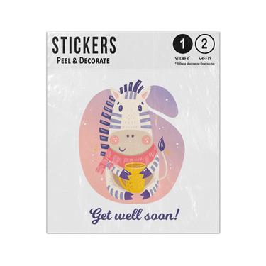 Picture of Get Well Soon Cute Bagy Zebra Holding Hot Drink Illustration Sticker Sheets Twin Pack