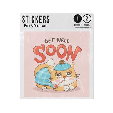 Picture of Get Well Soon Cute Cat Lying Down Thermometer Temperature Blanket Sticker Sheets Twin Pack