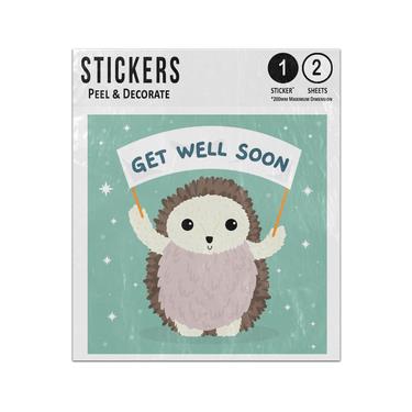 Picture of Get Well Soon Cute Hedgehog Holdin Banner Starry Background Sticker Sheets Twin Pack