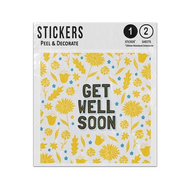 Picture of Get Well Soon Golden Flowers Blue Stars Best Wishes Message Sticker Sheets Twin Pack