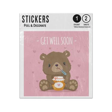 Picture of Get Well Soon Message Baby Brown Bear With Honey And Love Sticker Sheets Twin Pack