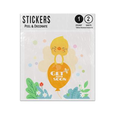 Picture of Get Well Soon Message Baby Chick Floating On Ballooon Sticker Sheets Twin Pack