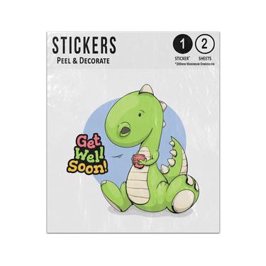 Picture of Get Well Soon Message Baby Dino Dinosaur And Hot Drink Sticker Sheets Twin Pack