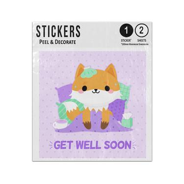 Picture of Get Well Soon Message Baby Fox In Bed Cup And Hankies Sticker Sheets Twin Pack