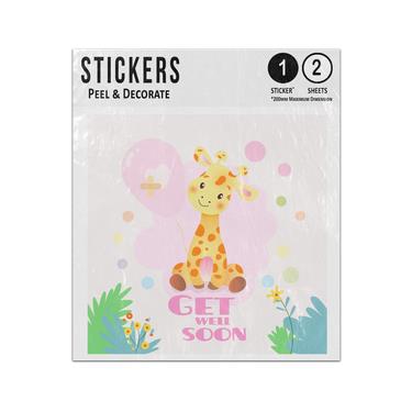 Picture of Get Well Soon Message Baby Gifaffe Sitting With Balloons Sticker Sheets Twin Pack