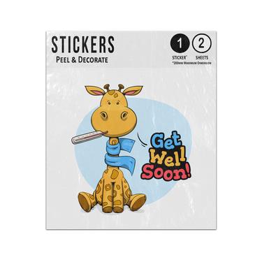 Picture of Get Well Soon Message Baby Giraffe Sitting Down Thermometer Scarf Sticker Sheets Twin Pack