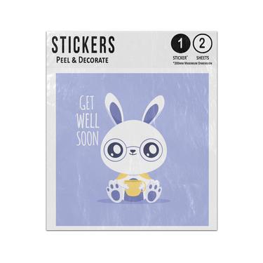 Picture of Get Well Soon Message Baby Rabbit Big Eyes Staring Sitting Sticker Sheets Twin Pack