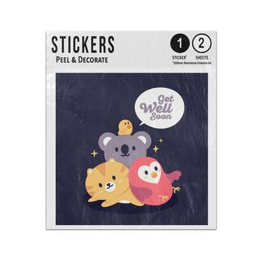 Picture of Get Well Soon Message Baby Tiger Penguin Koala Chick Friends Sticker Sheets Twin Pack