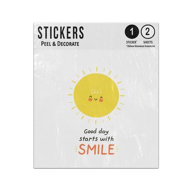 Picture of Good Day Starts With Smile Sunshine Happy Yellow Sun Smiling Sticker Sheets Twin Pack