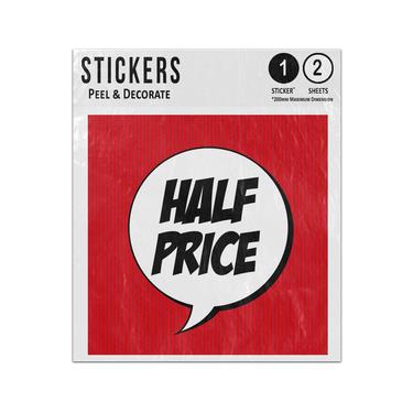 Picture of Half Price Speech Bubble Red Background Sticker Sheets Twin Pack