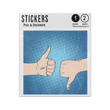 Picture of Hand Thumbs Up Down Like Dislike Retro Pop Art Illustration Sticker Sheets Twin Pack