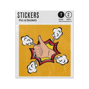 Picture of Hand With Thumbs Up Inside Speech Bubble Clounds Ok Pop Art Comic Sticker Sheets Twin Pack