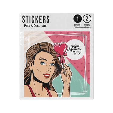 Picture of Happy Mothers Day Woman With Love Heart Comic Pop Art Style Sticker Sheets Twin Pack