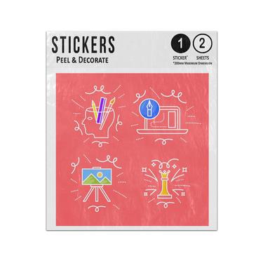 Picture of Head Laptop Painting Hand Drawn Creativity Doodles Sticker Sheets Twin Pack