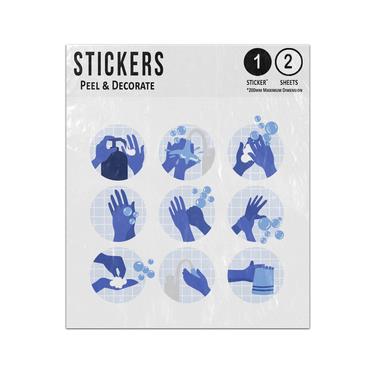 Picture of How To Wash Your Hands Illustration Steps Soap Water Rinse Dry Sticker Sheets Twin Pack