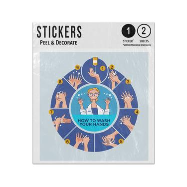 Picture of How To Wash Your Hands Steps Circular Infographics Illustration Sticker Sheets Twin Pack