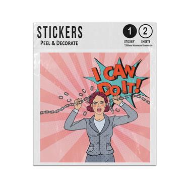 Picture of I Can Do Itbusiness Woman Breaking Metal Chain Pop Art Style Sticker Sheets Twin Pack