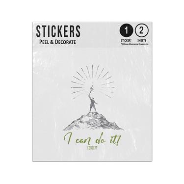 Picture of I Can Do It Motivational Quote Person Standing Top Of Mountain Sticker Sheets Twin Pack