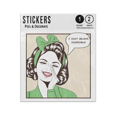 Picture of I Dont Believe Incredible Speech Bubble Retro Woman Whispering Sticker Sheets Twin Pack